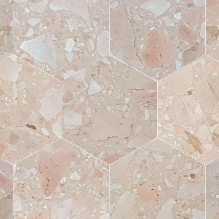 Rosa Honed Terrazzo 10 1/2'' Hexagon Zicana Boutique - Zicana Boutique - 1