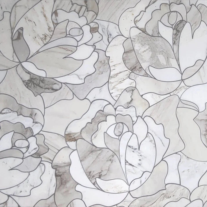 Rosetta Sabbia Flower Marble Waterjet Mosaic Zicana Boutique - Zicana Boutique - 1