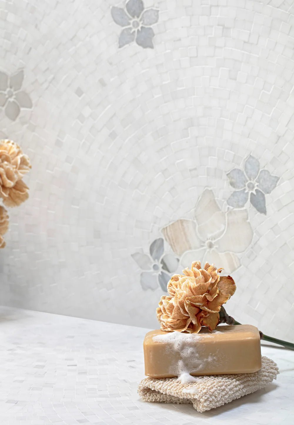 Sakura Falls Bianco Dolomiti Mosaic Artistic Tile - Zicana Boutique - 2