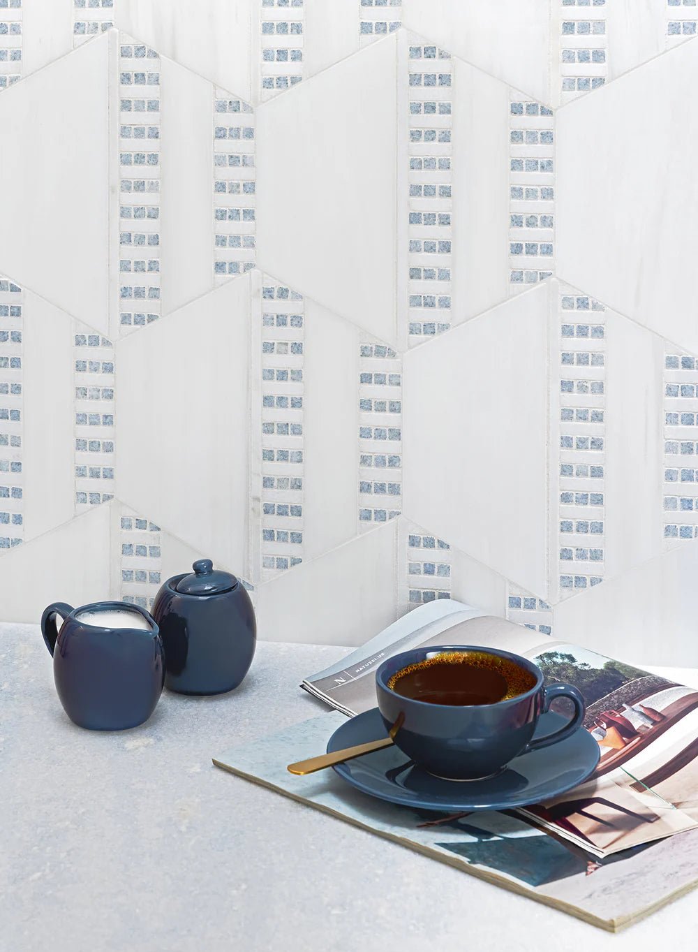 Sidetrack Bianco Dolomiti Mosaic Artistic Tile - Zicana Boutique - 3