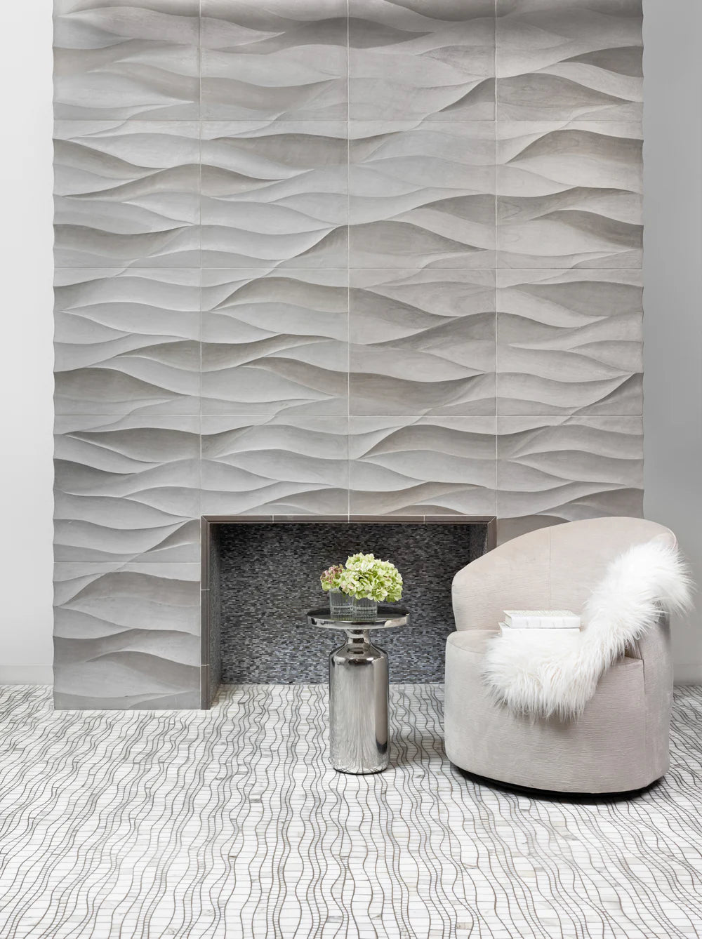 Sinuous Calacatta Gold Marble Mosaic Artistic Tile - Zicana Boutique - 7