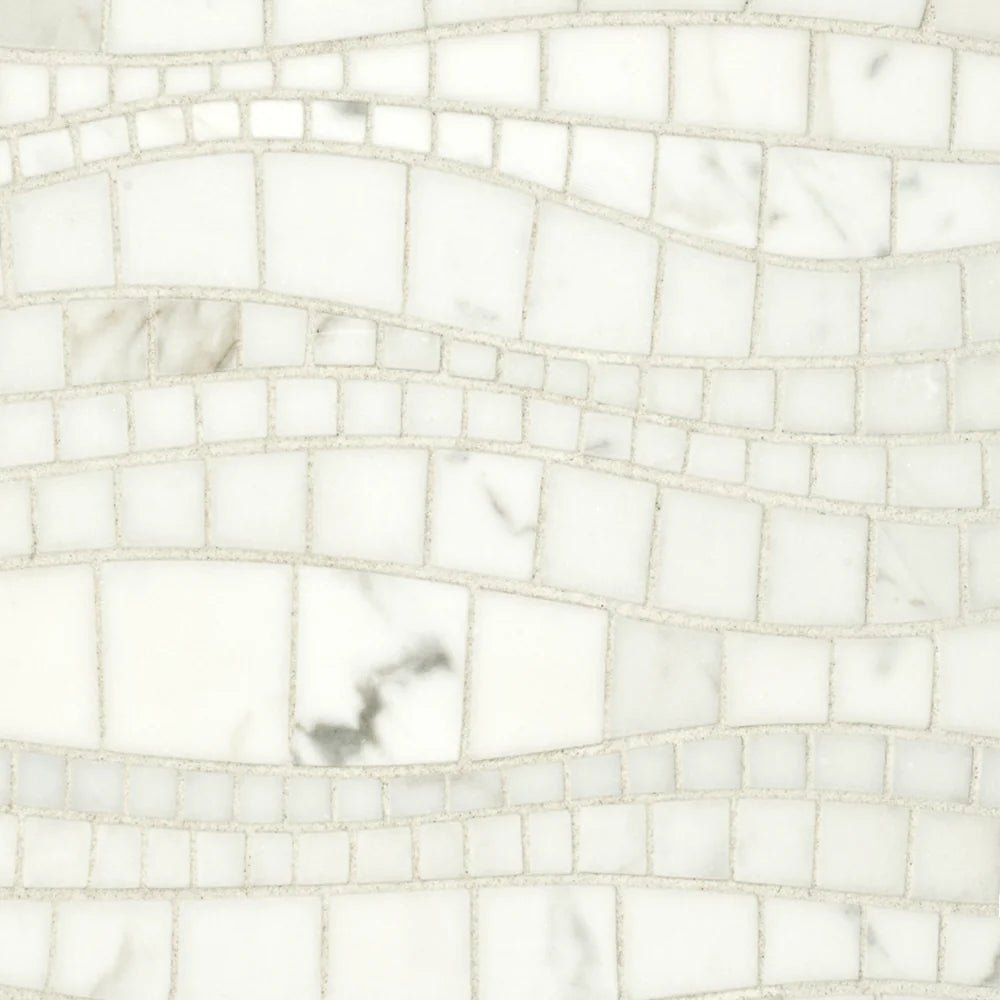 Sinuous Calacatta Gold Marble Mosaic Artistic Tile - Zicana Boutique - 1