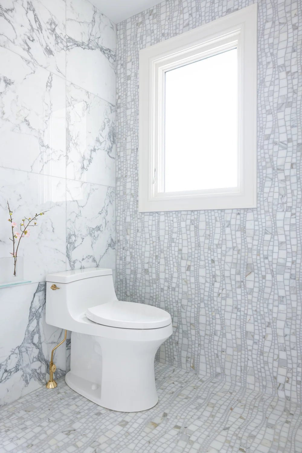 Sinuous Calacatta Gold Marble Mosaic Artistic Tile - Zicana Boutique - 3