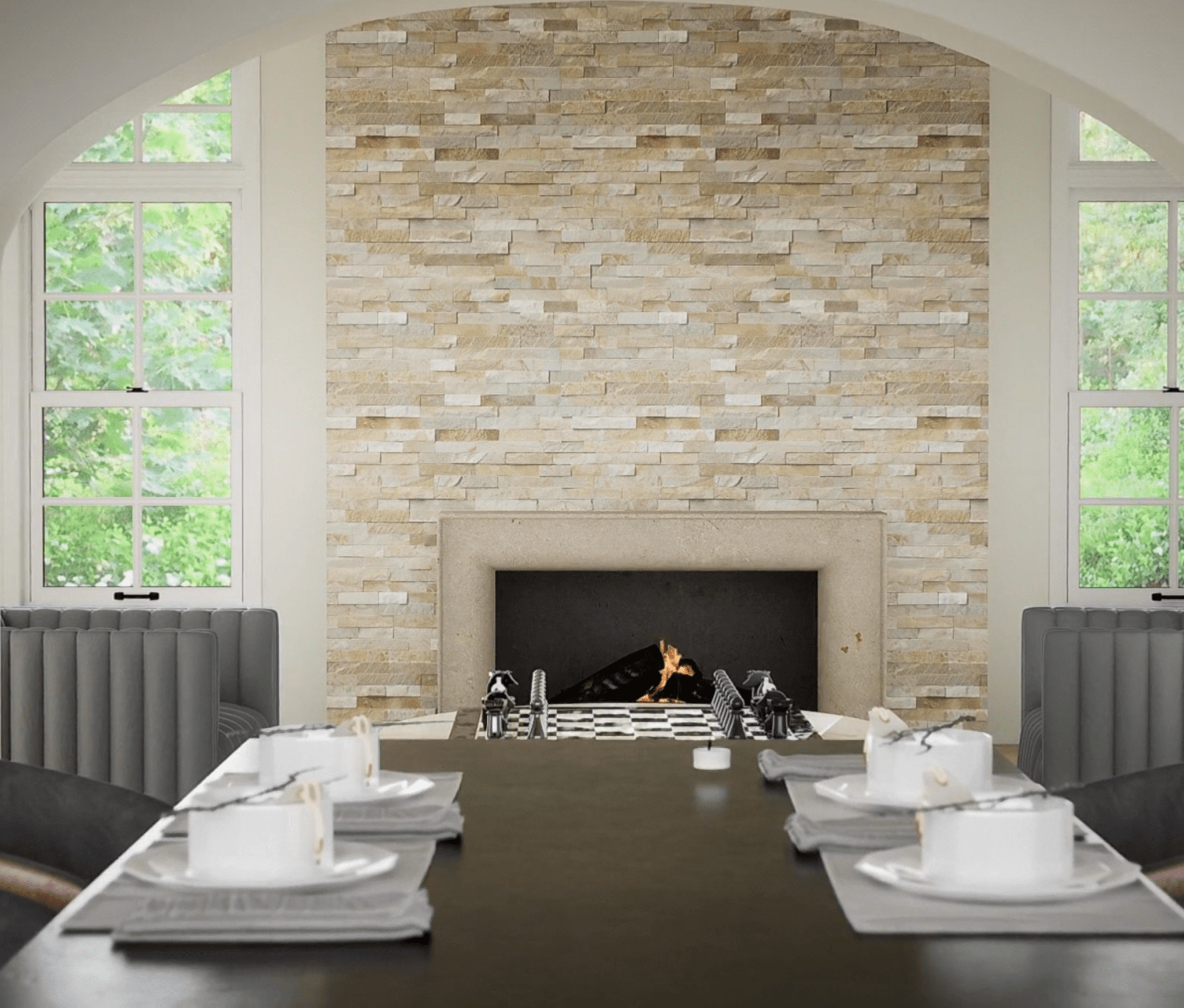 Sparkling Autumn Hardscape Quartzite MSI Mosaic Tiles 6" X 24" Stacked Pattern MSI - Zicana Boutique - 2