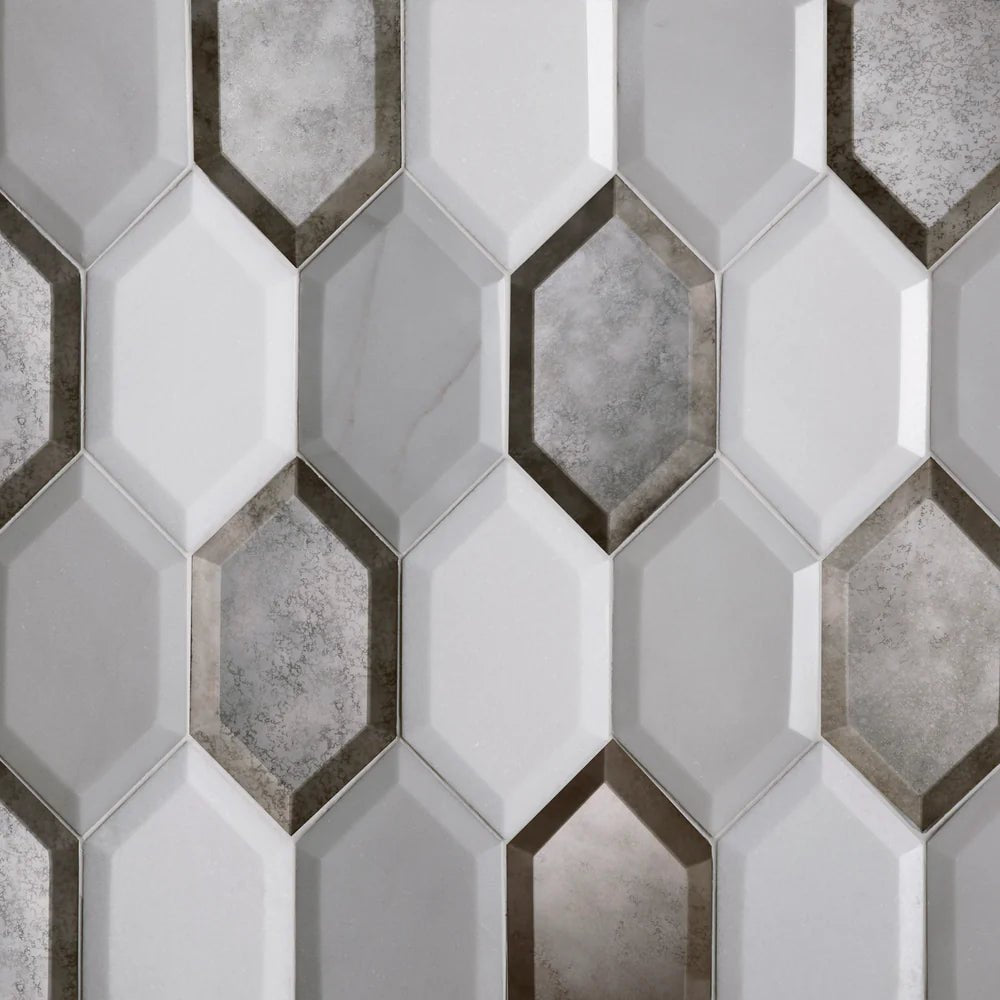 Thassos Marble Dimensional Mosaic Tile Zicana Boutique - Zicana Boutique - 2