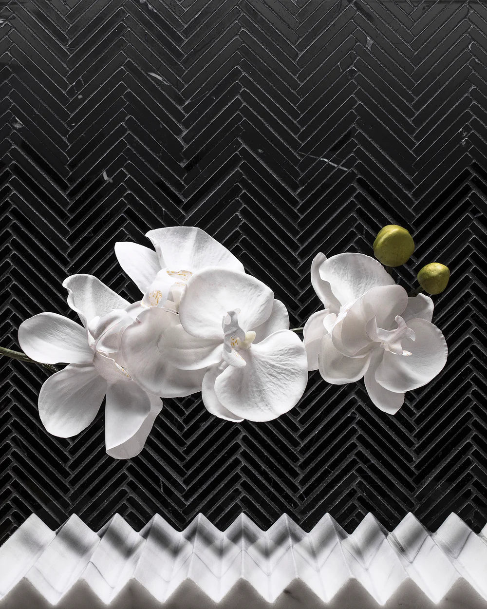 Thin Herringbone Nero Marble Mosaic Artistic Tile - Zicana Boutique - 4