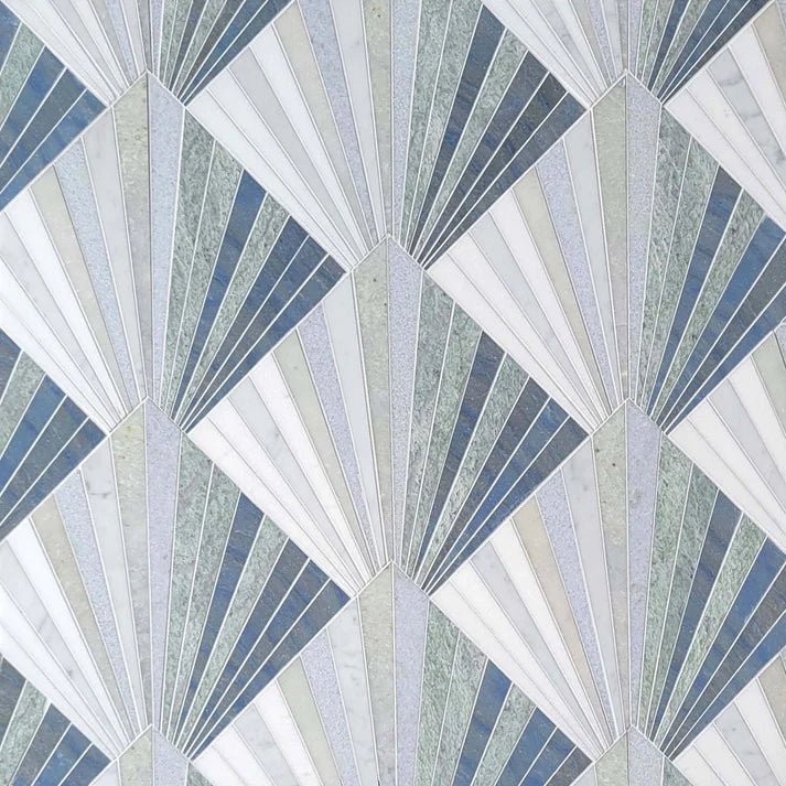 Tonal Marquet Diamond Earth Marble Waterjet Mosaic Zicana Boutique - Zicana Boutique - 1