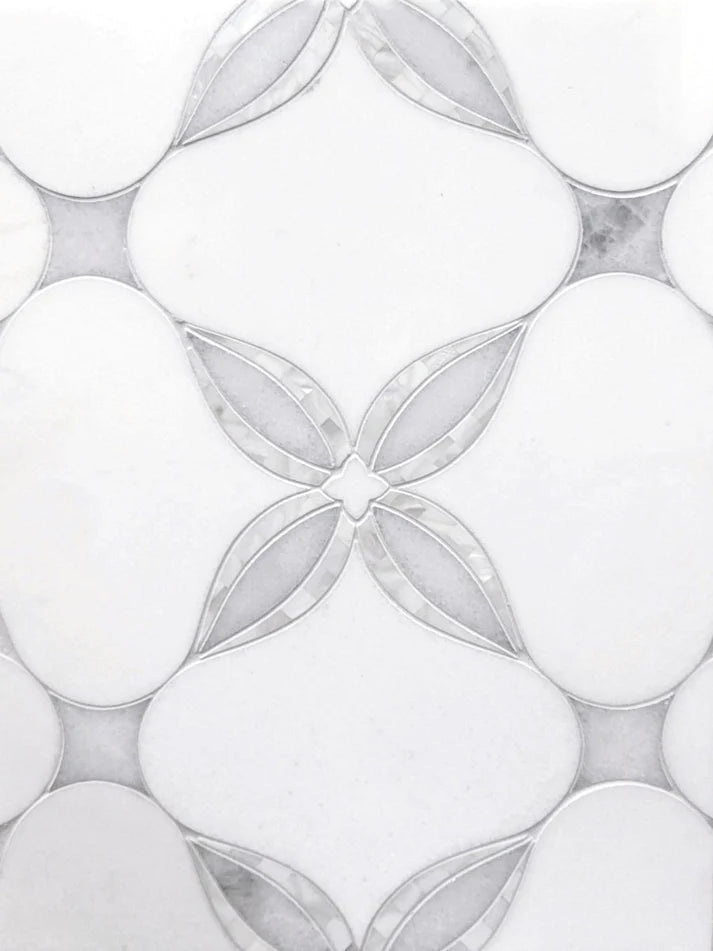 Transia Beth Floral Marble & Pearl Shell Waterjet Mosaic Zicana Boutique - Zicana Boutique - 1