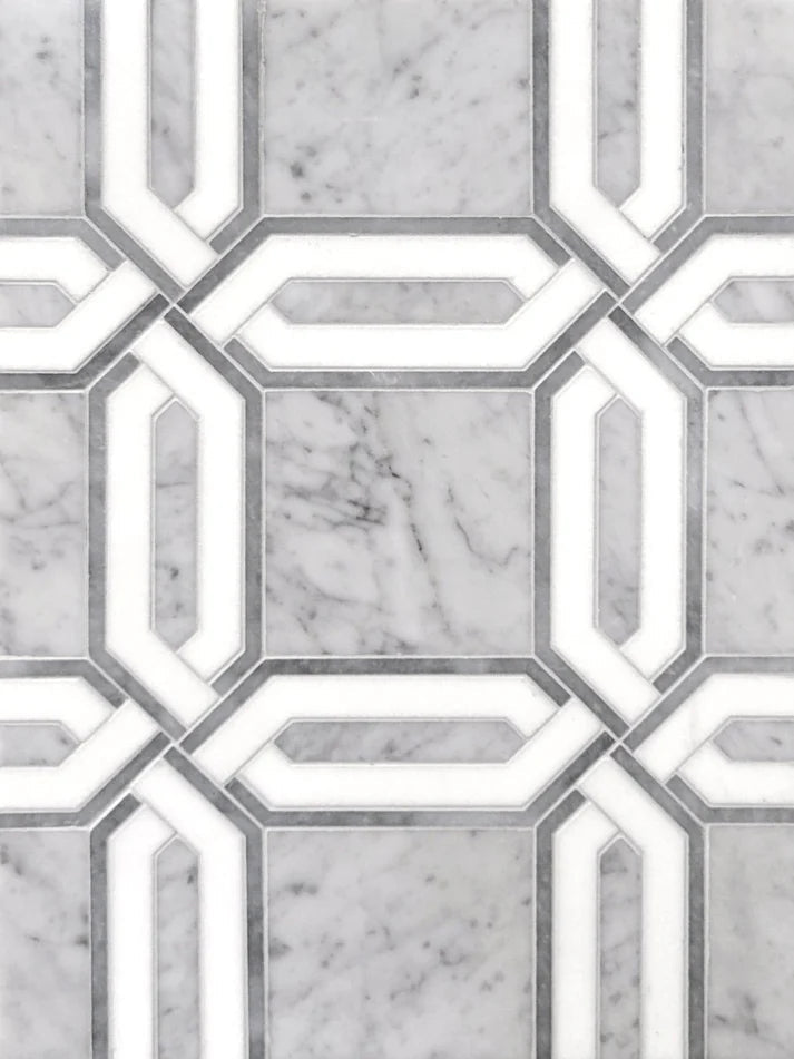 Transia Janice Geometric Marble Waterjet Mosaic Zicana Boutique - Zicana Boutique - 1