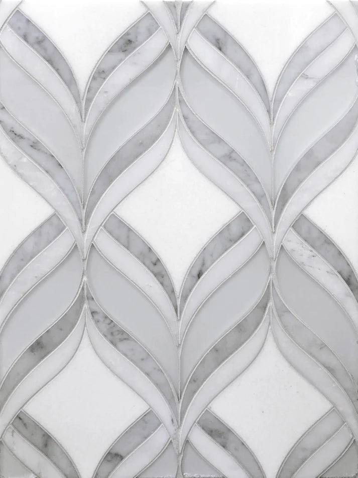 Transia Joyce Leaf Marble & Glass Waterjet Mosaic Zicana Boutique - Zicana Boutique - 1