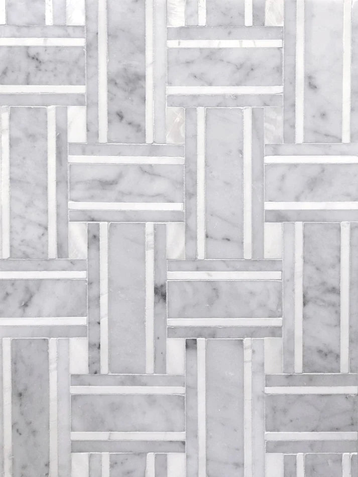 Transia Sally Basket Marble & Pearl Shell Waterjet Mosaic Zicana Boutique - Zicana Boutique - 1