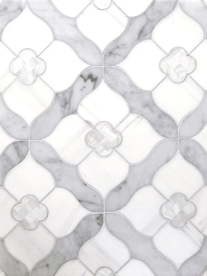 Transia Sorana Floral Marble & Pearl Shell Waterjet Mosaic Zicana Boutique - Zicana Boutique - 1