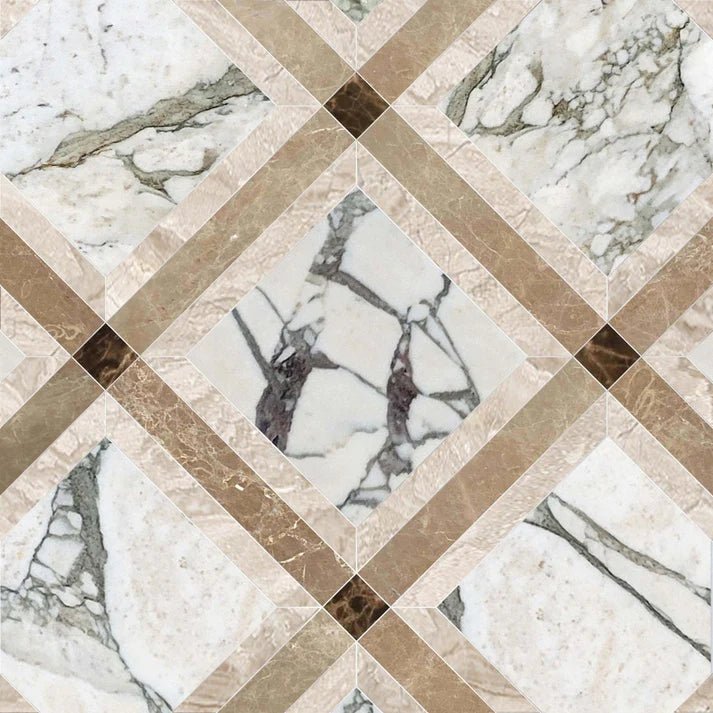 Umbraline Clift Geometric Waterjet Marble Tile Zicana Boutique - Zicana Boutique - 1