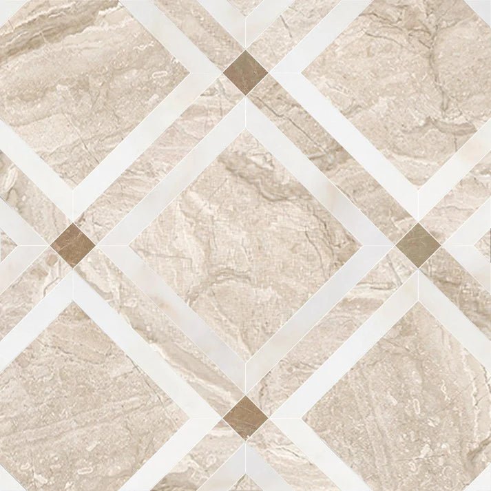 Umbraline Crema Geometric Waterjet Marble Tile Zicana Boutique - Zicana Boutique - 1