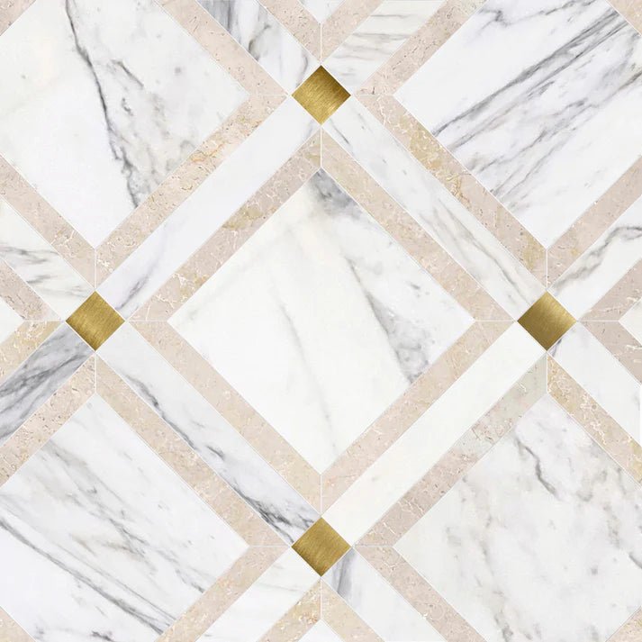 Umbraline Gaze Metallic Geometric Waterjet Marble Tile Zicana Boutique - Zicana Boutique - 1