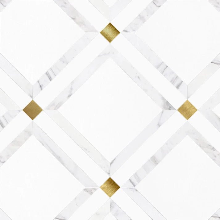 Umbraline Gold Metallic Geometric Waterjet Marble Tile Zicana Boutique - Zicana Boutique - 1