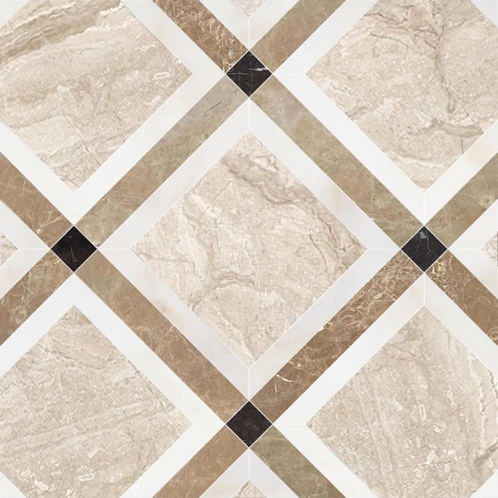 Umbraline Savanna Geometric Waterjet Marble Tile Zicana Boutique - Zicana Boutique - 1