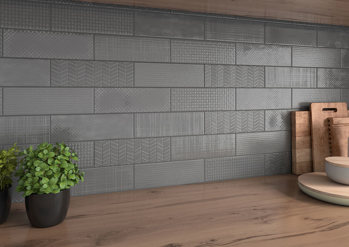 Urbano Graphite 3D Mix Ceramic MSI Field Tiles 4" X 12" MSI - Zicana Boutique - 2