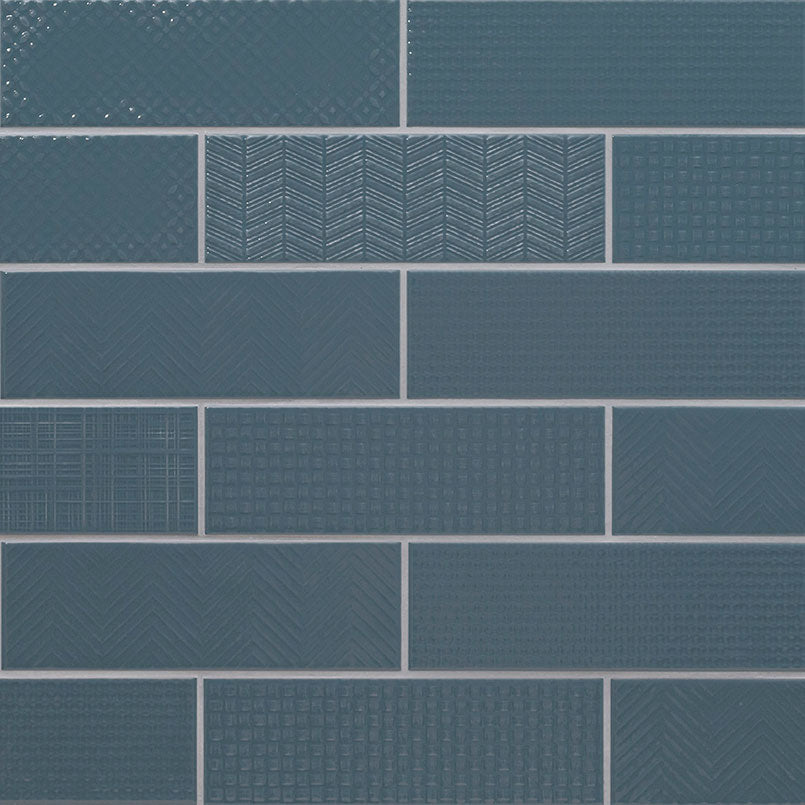 Urbano Navy 3D Mix Ceramic MSI Field Tiles 4" X 12" MSI - Zicana Boutique - 4