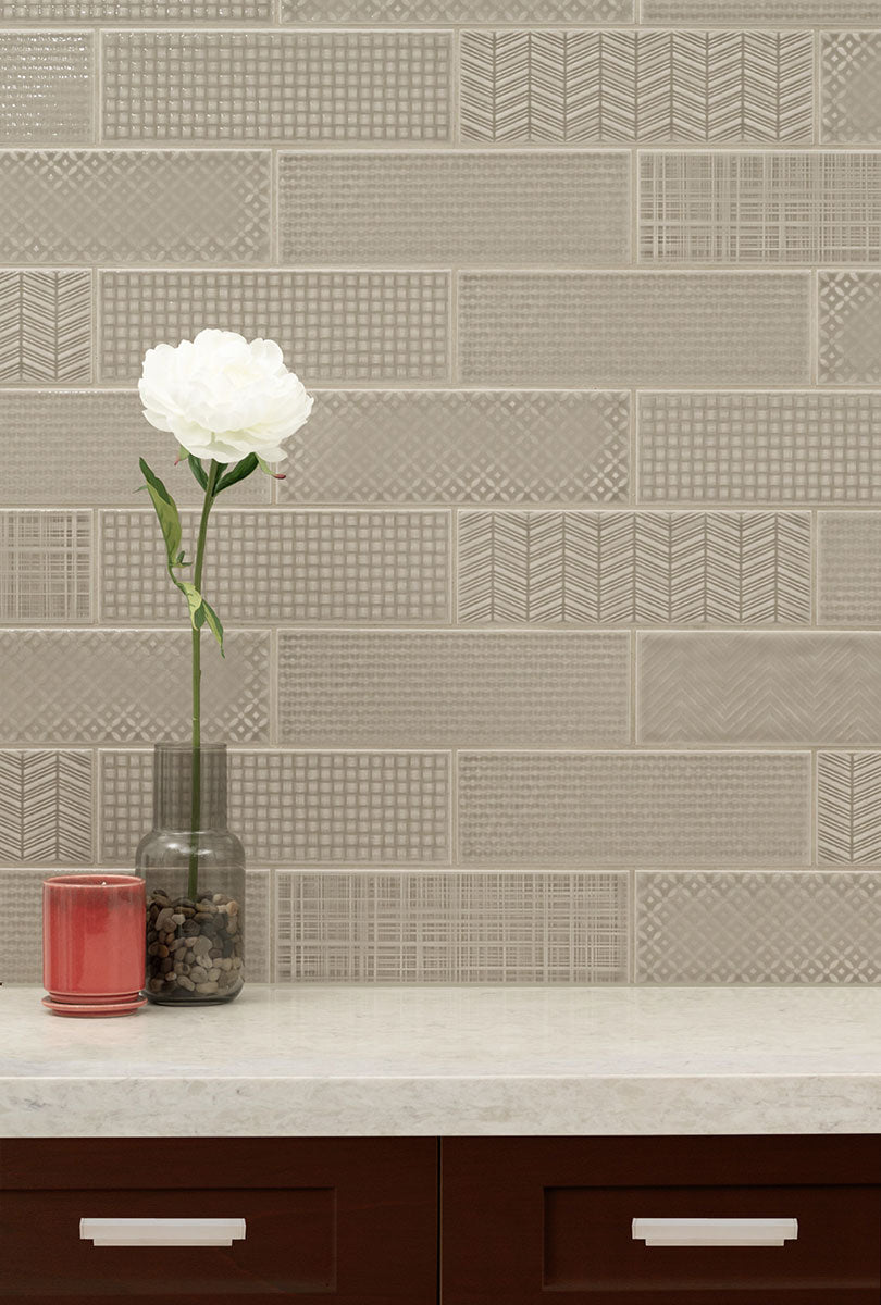 Urbano Warm Concrete 3D Mix Ceramic MSI Field Tiles 4" X 12" MSI - Zicana Boutique - 5