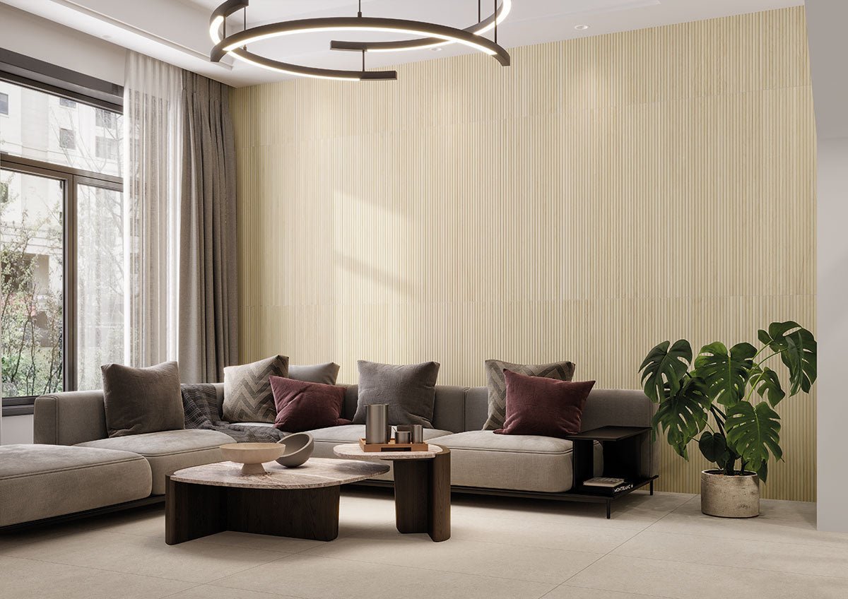 Urbanslat Blonde Ceramic MSI Field Tiles 16" X 48" Fluted MSI - Zicana Boutique - 6