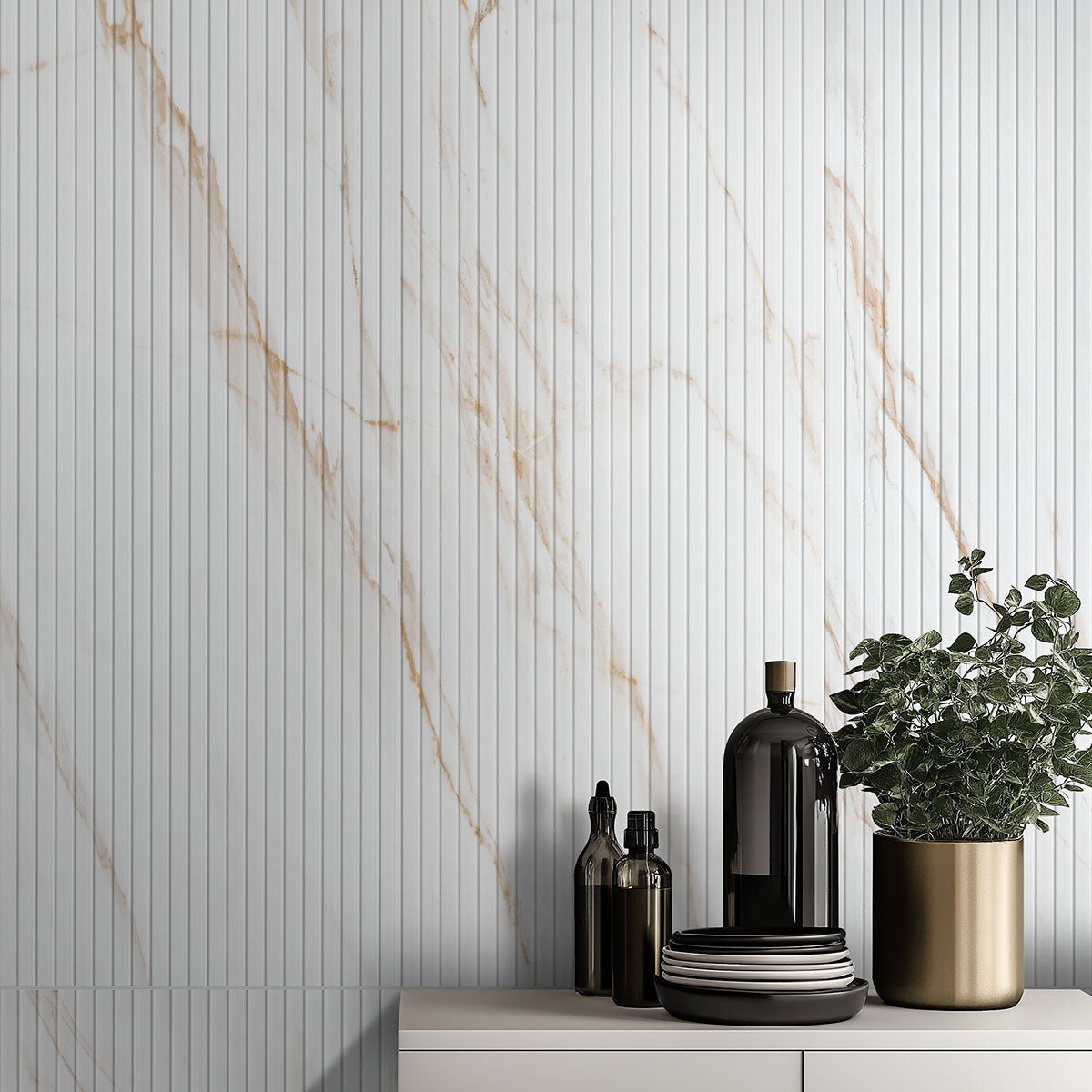 Urbanslat Marmi Gold Ceramic MSI Field Tiles 16" X 48" Fluted MSI - Zicana Boutique - 6