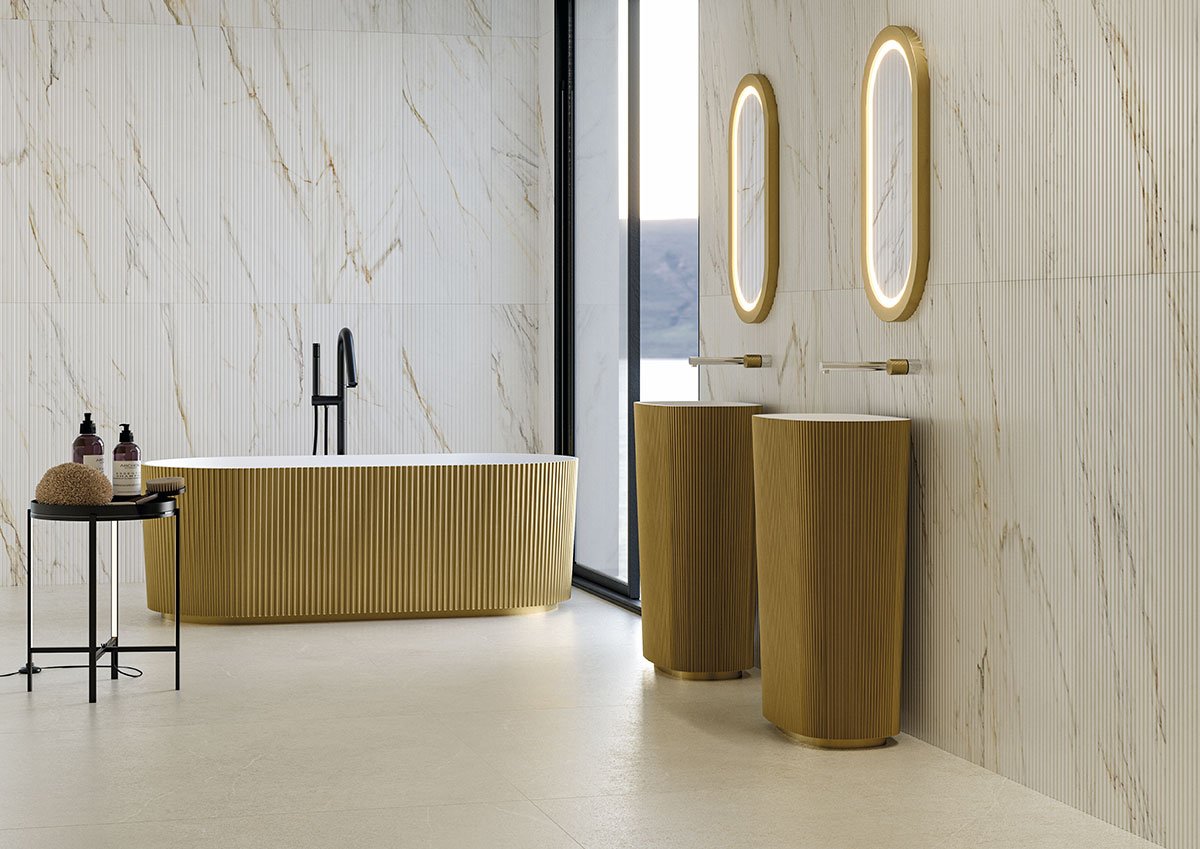 Urbanslat Marmi Gold Ceramic MSI Field Tiles 16" X 48" Fluted MSI - Zicana Boutique - 13