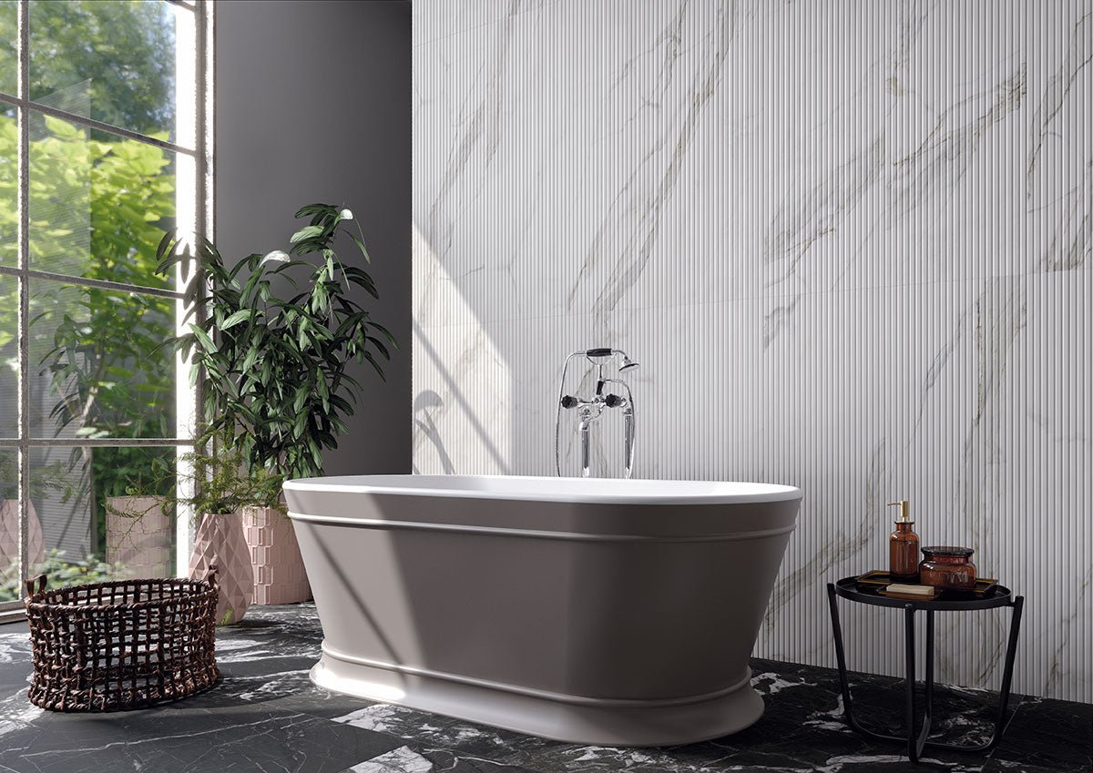 Urbanslat Marmi Grey Ceramic MSI Field Tiles 16" X 48" Fluted MSI - Zicana Boutique - 10