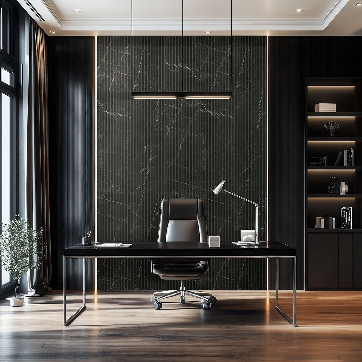 Urbanslat Marmi Noir Ceramic MSI Field Tiles 16" X 48" Fluted MSI - Zicana Boutique - 9