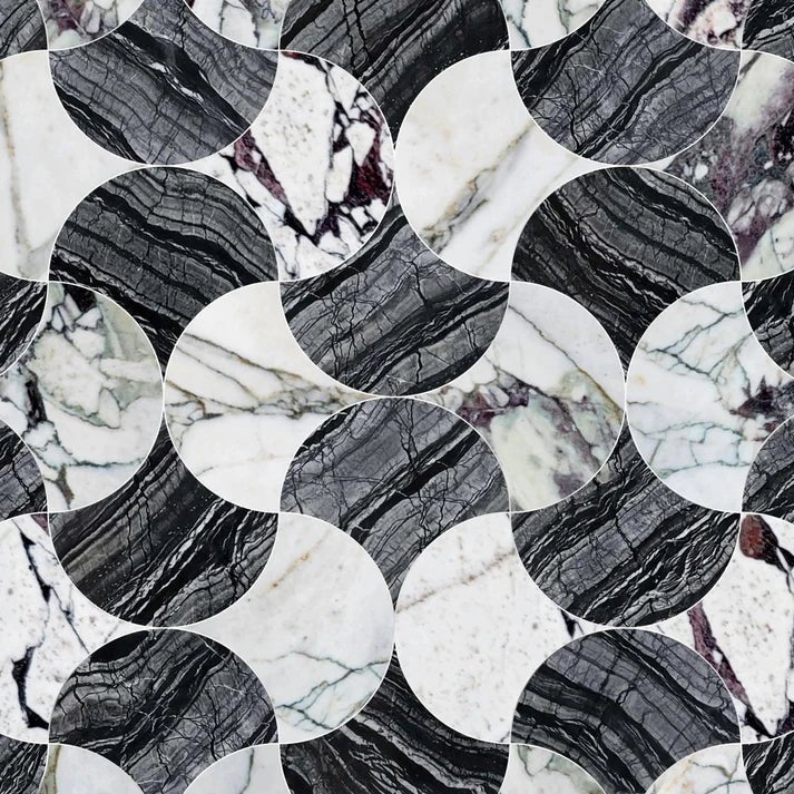 Ventella Aura Grisso Marble Waterjet Mosaic Zicana Boutique - Zicana Boutique - 1
