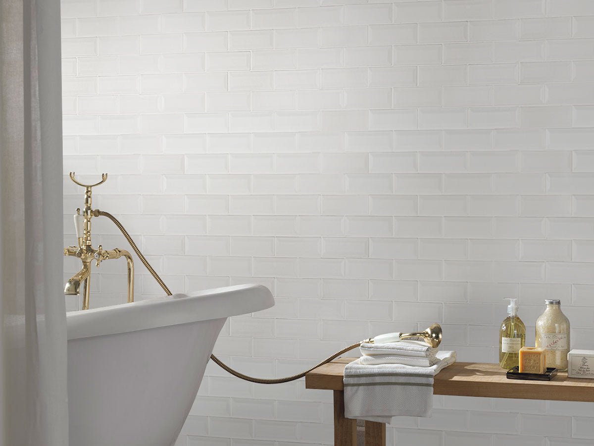 Whisper White Beveled Ceramic MSI Mosaic Tiles 2" X 6" Subway Pattern MSI - Zicana Boutique - 2