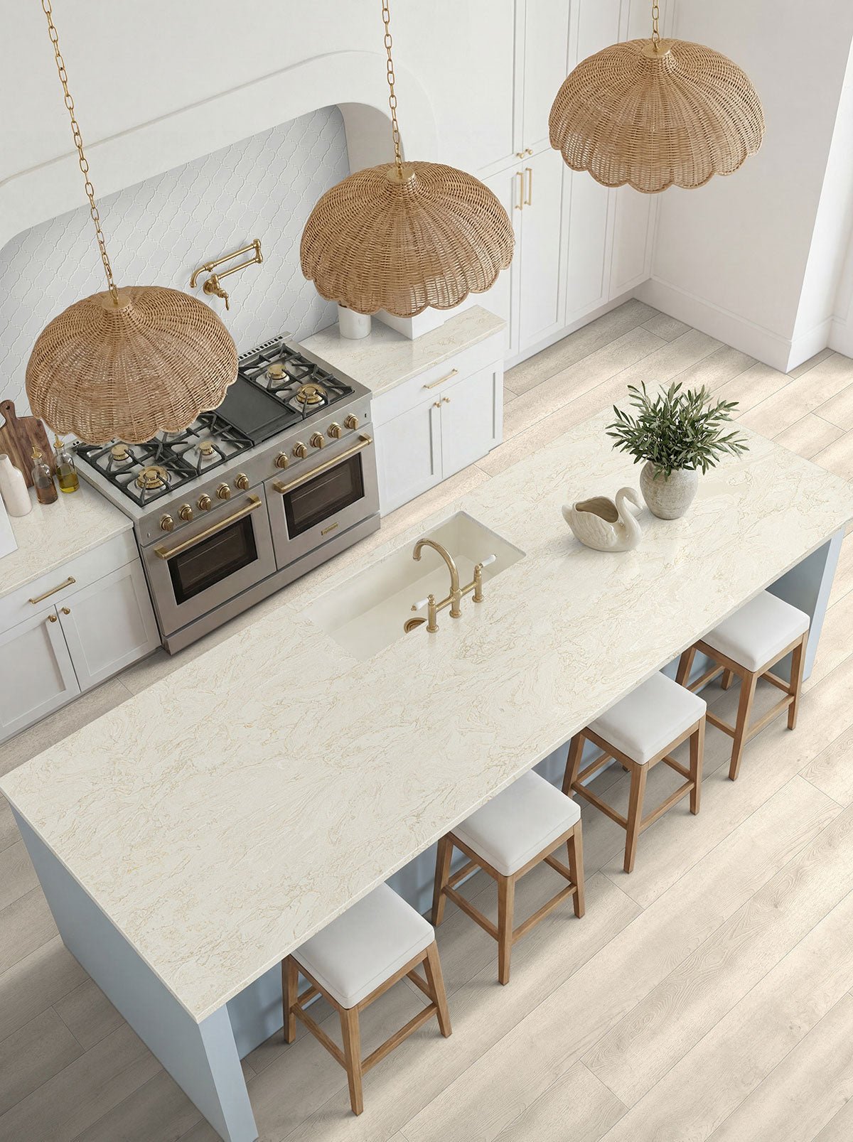 Whisper White Ceramic MSI Mosaic Tiles 11" X 15" Arabesque Pattern MSI - Zicana Boutique - 3