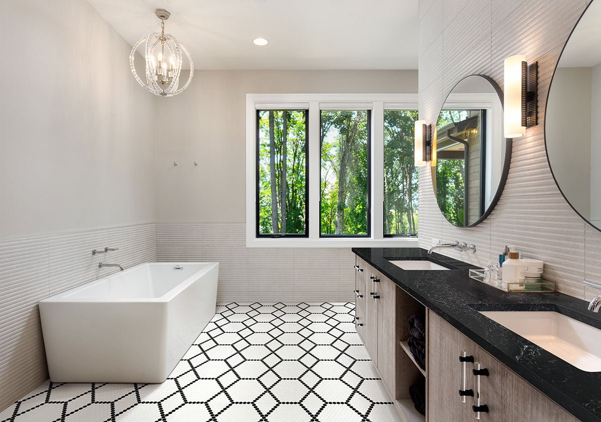 White And Black Porcelain MSI Field Tiles 1" Hive Pattern MSI - Zicana Boutique - 6