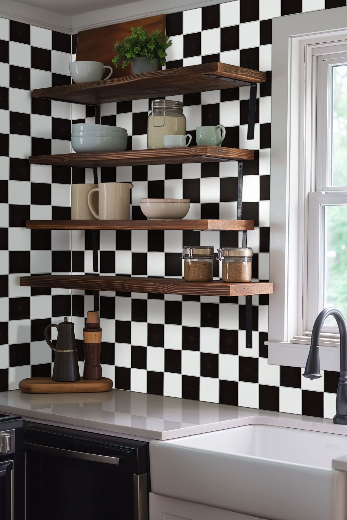 White And Black Porcelain MSI Field Tiles 4" Checkered Pattern MSI - Zicana Boutique - 2