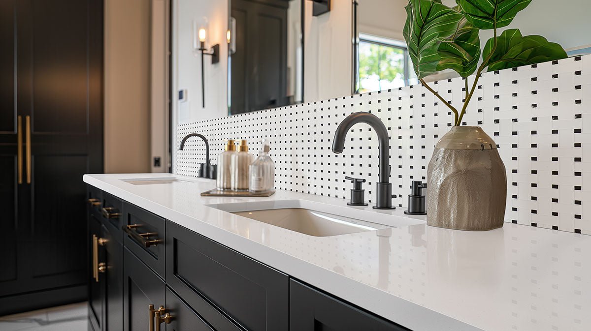White And Black Porcelain MSI Mosaic Tiles 12" X 12" Basketweave Pattern MSI - Zicana Boutique - 2