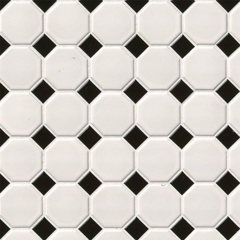 White And Black Porcelain MSI Mosaic Tiles 12" X 12" Octagon Pattern MSI - Zicana Boutique - 1