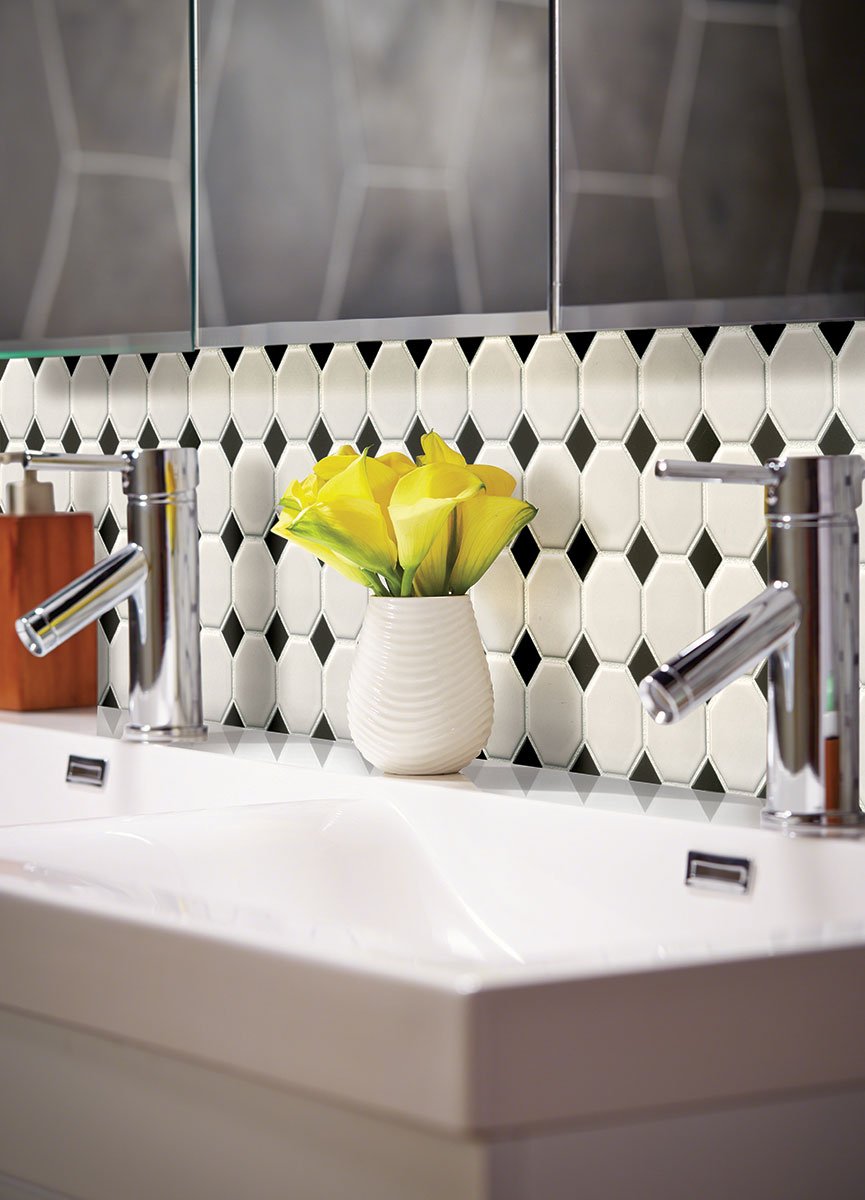 White And Black Porcelain MSI Mosaic Tiles 12" X 12" Octagon Pattern MSI - Zicana Boutique - 2