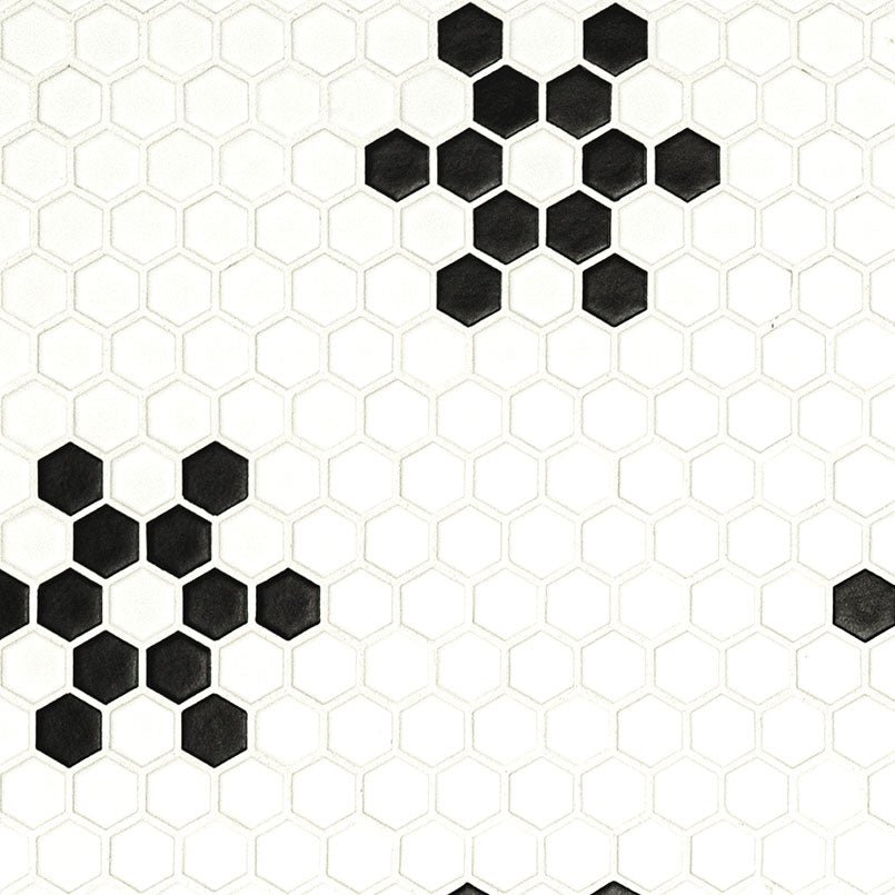 White And Black Porcelain MSI Mosaic Tiles 12" X 12" Petal Pattern MSI - Zicana Boutique - 1
