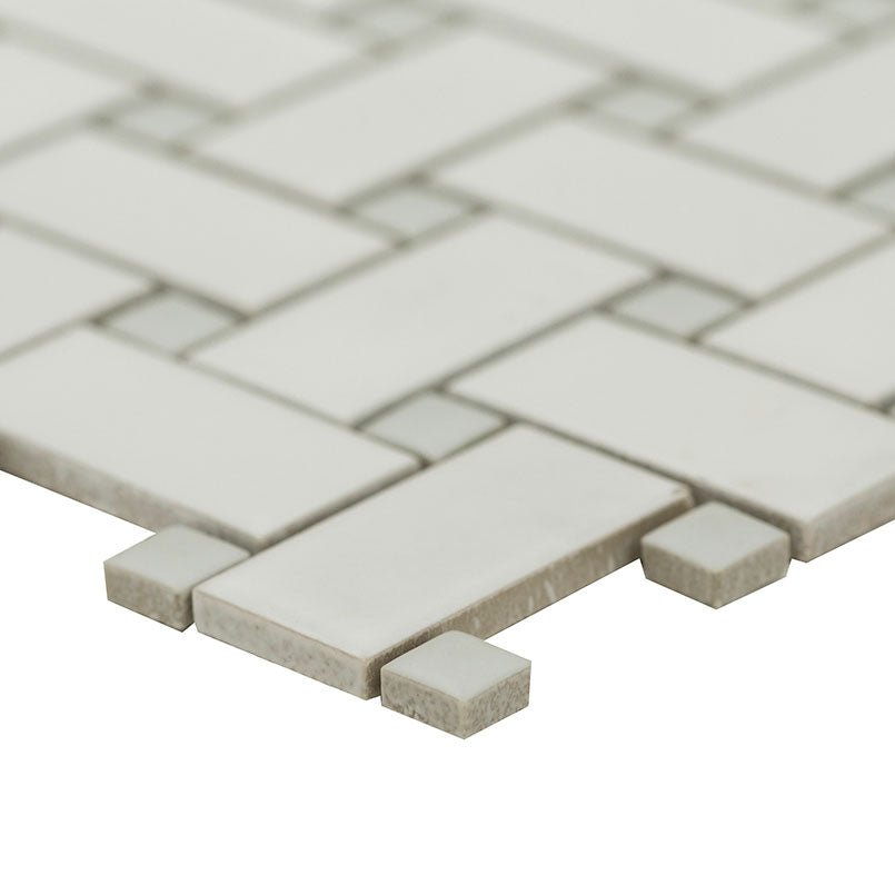 White And Gray Porcelain MSI Mosaic Tiles 12" X 12" Basketweave Pattern MSI - Zicana Boutique - 3