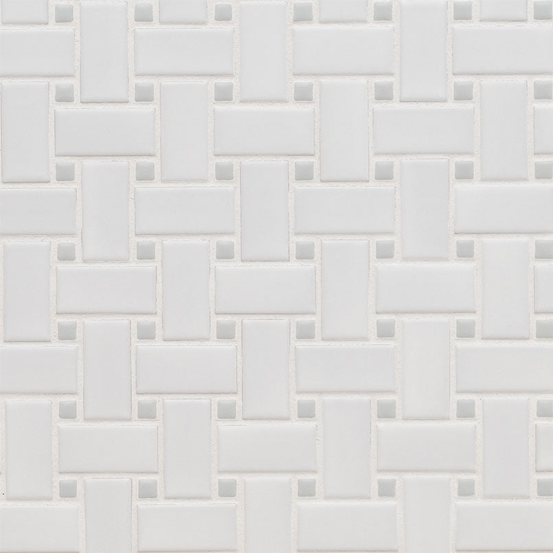 White And Gray Porcelain MSI Mosaic Tiles 12" X 12" Basketweave Pattern MSI - Zicana Boutique - 1