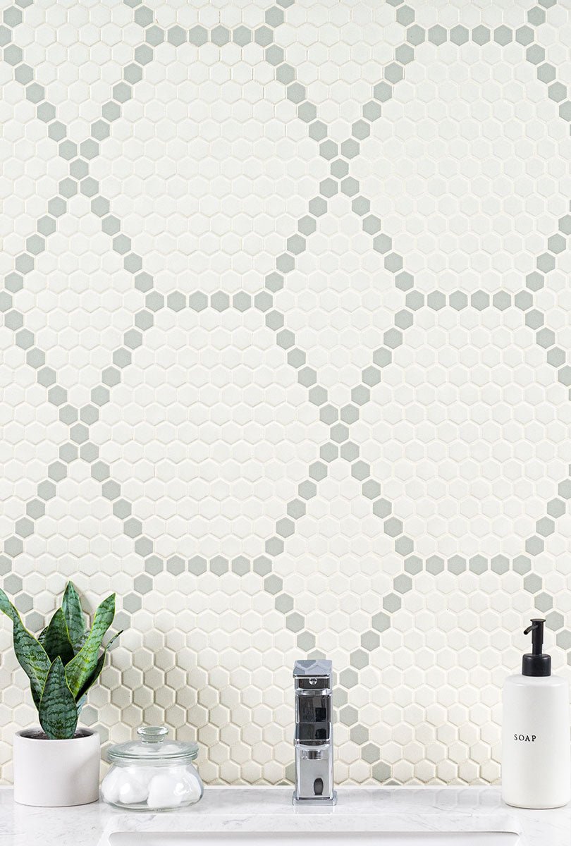 White And Gray Porcelain MSI Mosaic Tiles 12" X 12" Hive Pattern MSI - Zicana Boutique - 4