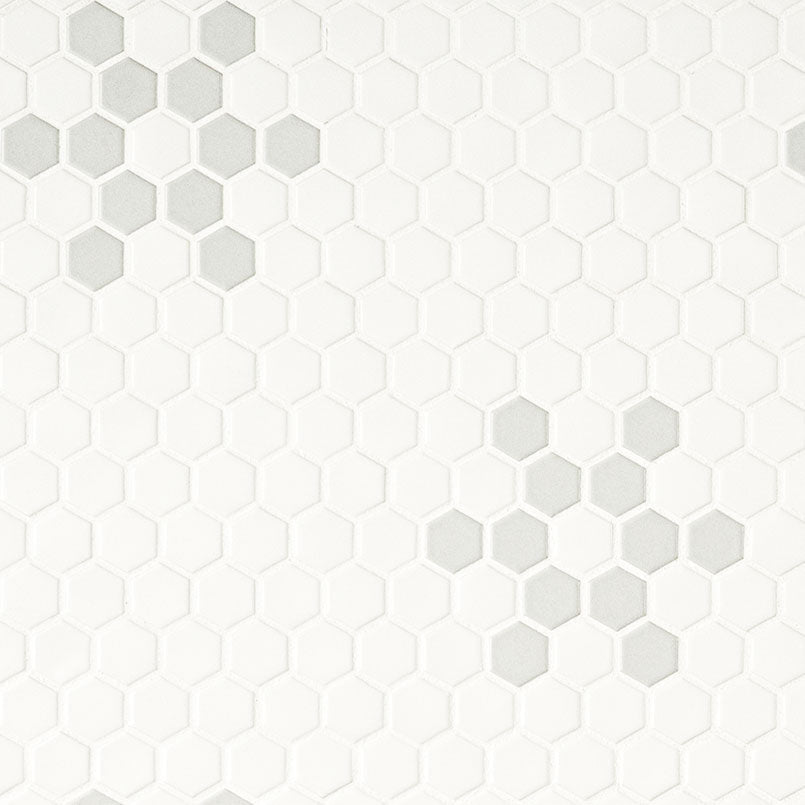 White And Gray Porcelain MSI Mosaic Tiles 12" X 12" Petal Pattern MSI - Zicana Boutique - 1
