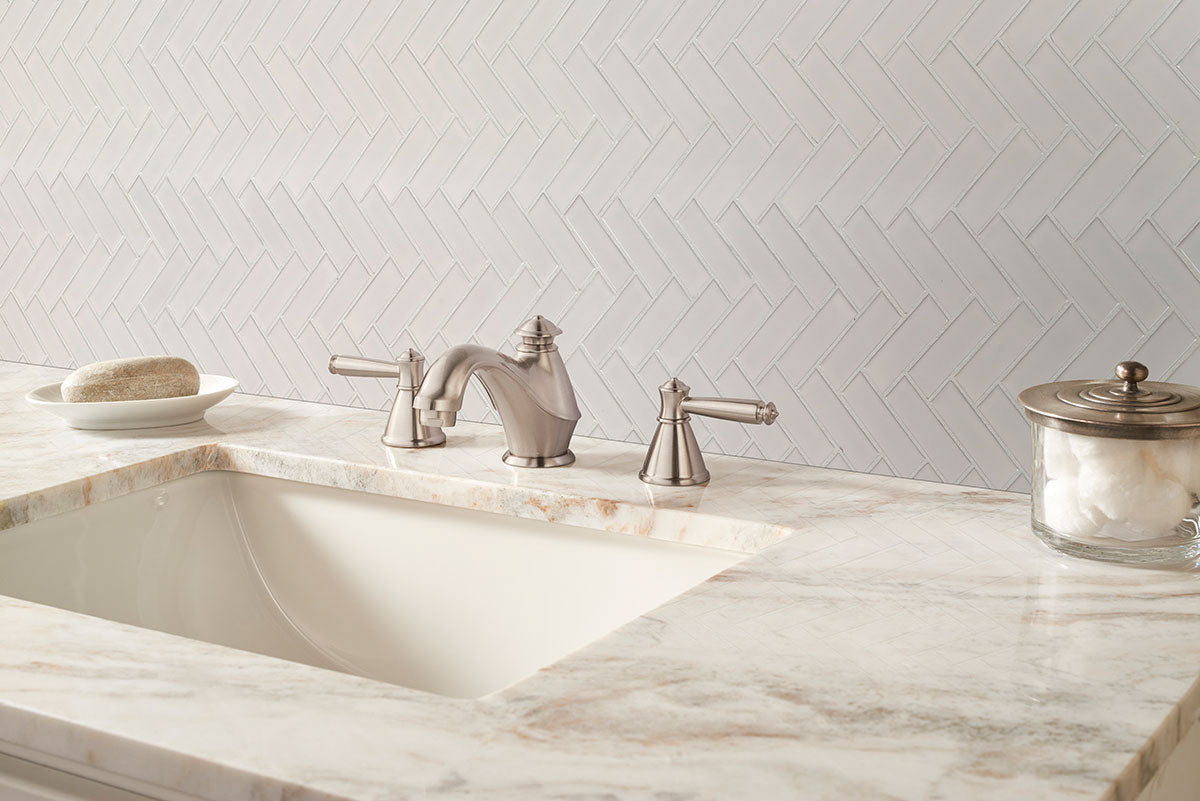 White Porcelain MSI Mosaic Tiles 11" X 12" Herringbone Pattern MSI - Zicana Boutique - 2