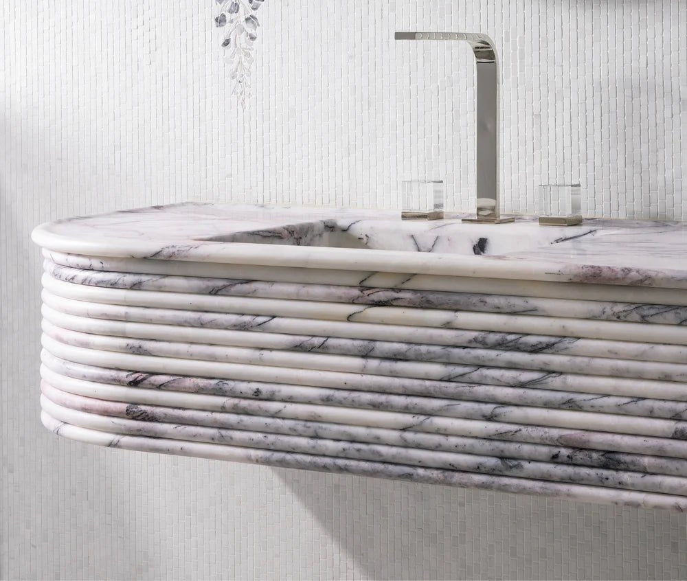 Wisteria Bianco Dolomiti Waterjet Mosaic Artistic Tile - Zicana Boutique - 3