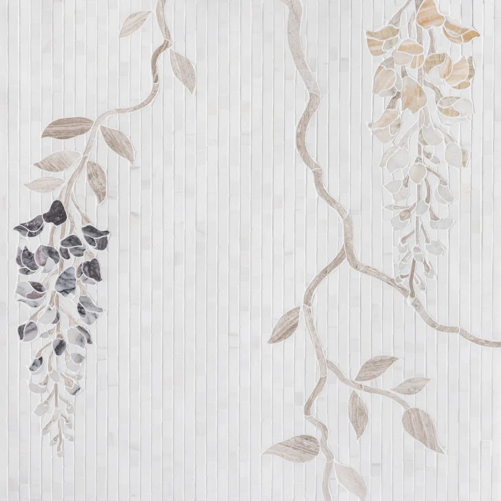 Wisteria Bianco Dolomiti Waterjet Mosaic Artistic Tile - Zicana Boutique - 1