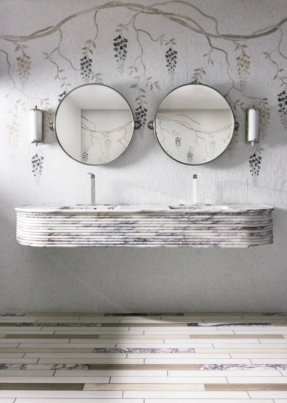 Wisteria Bianco Dolomiti Waterjet Mosaic Artistic Tile - Zicana Boutique - 2